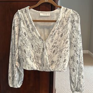 Astr the Label Ribbed Floral Top XS